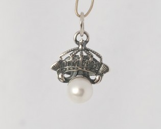 925er Silber Kronenanhänger mit weißer Perle