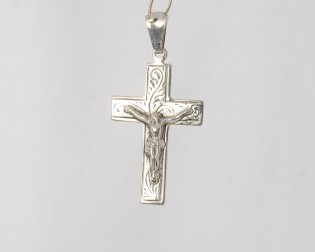 Kreuz 925 Silber Orthodox Kruzifix und "Спаси и сохрани"