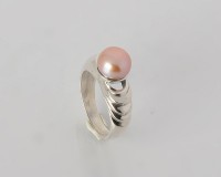 925er Silber rosa Perlenring