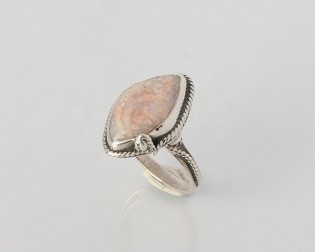 925er Silber Ring mit rosa Moosachat Stein