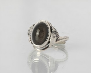 925er Silber Ring mit Silberobsidian