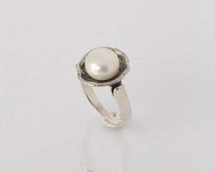 925er Silber weißer Perlenring