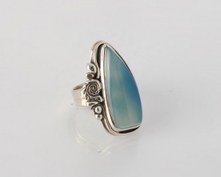 Blauer Achat Ring 925er Silber